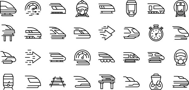 高速交通图标设置轮廓风格图片下载