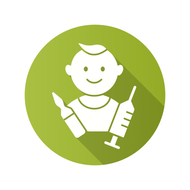 儿童疫苗图标与长阴影为图形图片下载