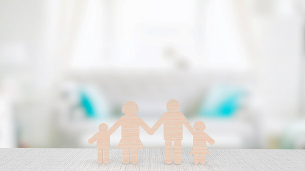 家庭木刻商业概念3d渲染图片下载