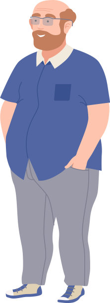 秃头留着胡子戴眼镜的男人和肥胖的图片下载