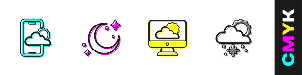 设定天气预报，月亮，星星和云图片下载