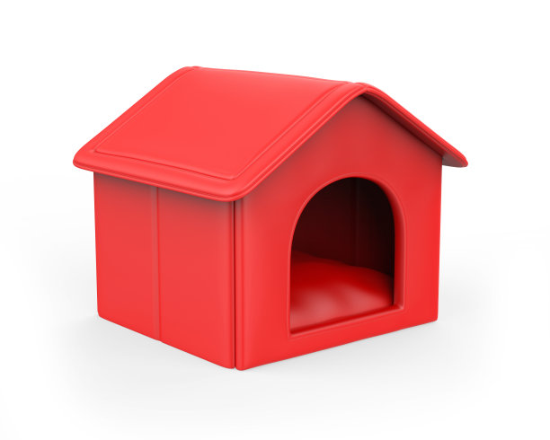 便携式狗泡沫动物红小屋空白模板。图片下载