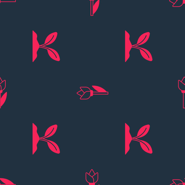 设置发芽和花朵郁金香的无缝模式图片下载