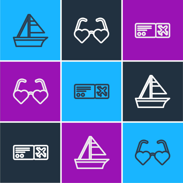 订行游艇、帆船、机票和心图片下载