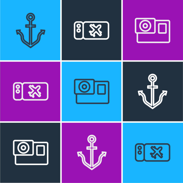 设置线锚动作摄像机和机票图片下载