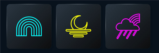 定线彩虹与云雨与日落图片下载