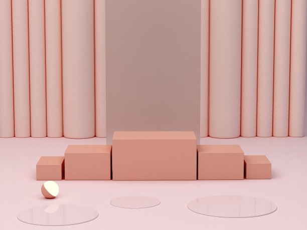 抽象最小的场景与几何形式。奶油色的讲台。图片下载