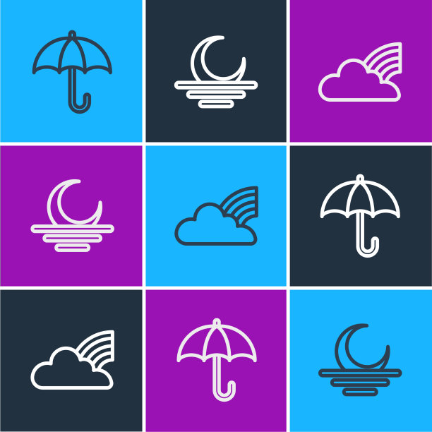 设线伞彩虹与云与日落图片下载