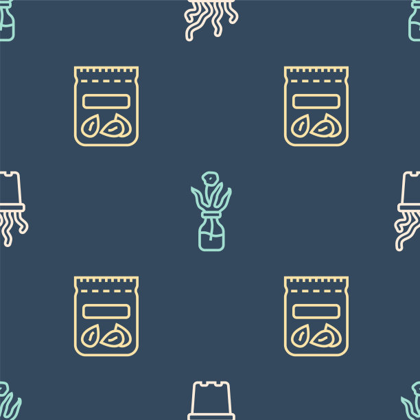 设置线异国热带植物在花盆包满图片下载