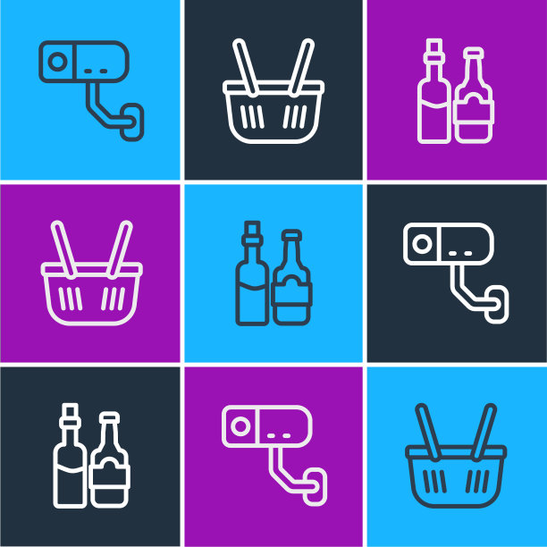 设置线，监控摄像头，威士忌酒瓶和图片下载