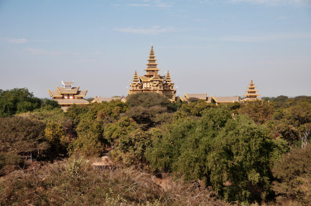 在缅甸曼德勒的蒲甘或异教古城，有2000多座宝塔寺庙，联合国教科文组织世界遗产图片下载