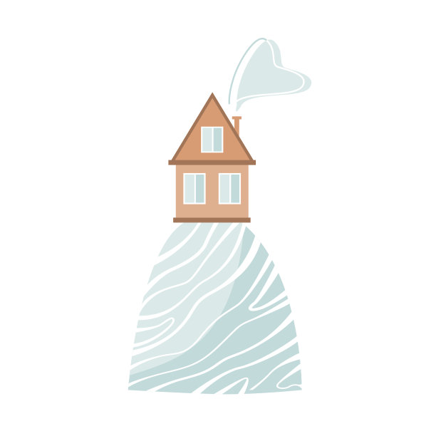 有卡通房子的时尚卡片在山上图片下载