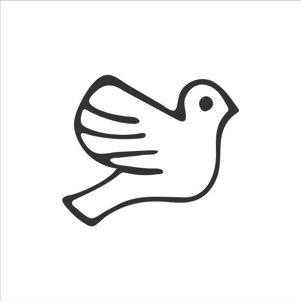 手绘鸽子图标孤立在白色背景图片下载