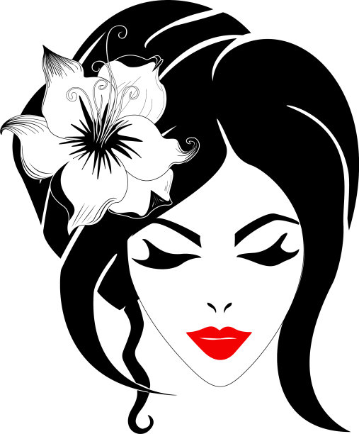 有着红唇和百合头发的美丽女人图片下载