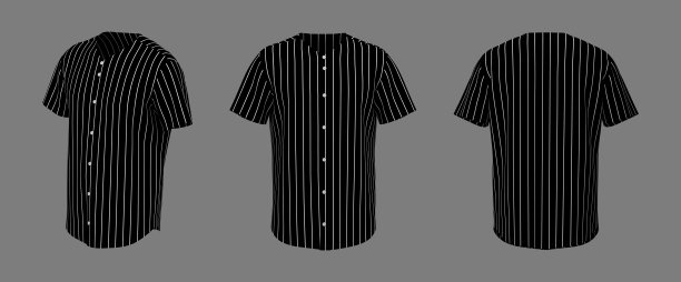 棒球t恤模型在前面，侧面和背面的观点图片下载