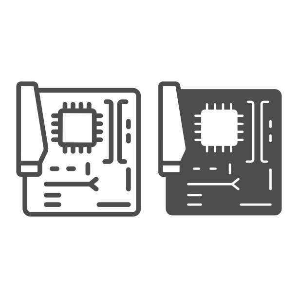 主板线和固体图标的概念图片下载