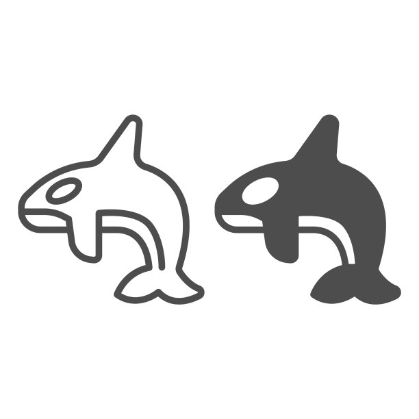 鲸鲨线和坚实的图标世界野生动物图片下载