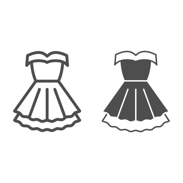 女性派对礼服线和固体图标8月8日图片下载