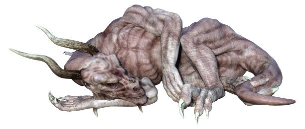 3D插图幻想龙在白色图片下载