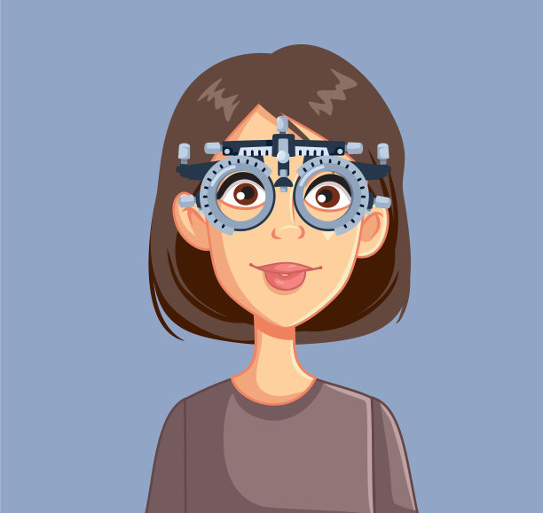 妇女在眼睛检查咨询戴着试用框架图片下载