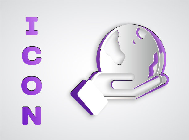 剪纸人像手握地球仪图标图片下载