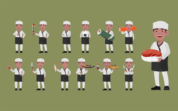 亚洲厨师配日本厨师图片下载