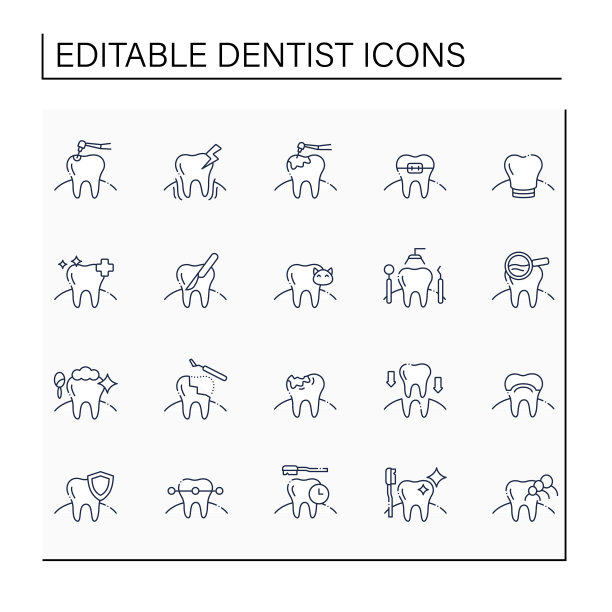 牙科线图标集图片下载