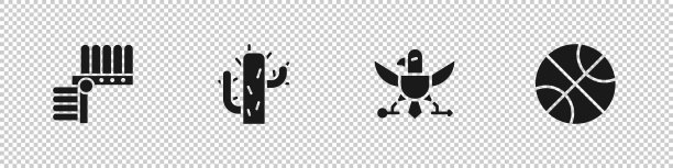 设置印第安头饰与羽毛仙人掌鹰图片下载