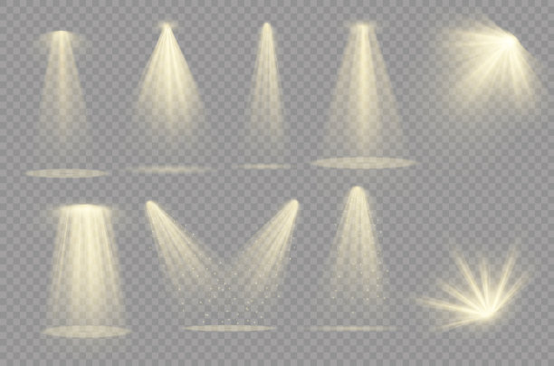 发出黄色聚光灯的特殊灯光效果。图片下载