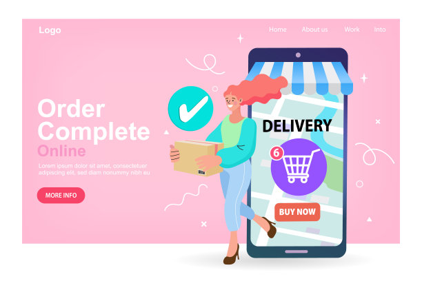 人们使用网上购物服务。智能手机营销和电子商务。送货服务的概念。矢量插图。图片下载