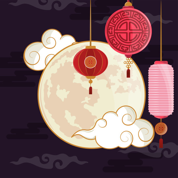 月亮灯笼装饰图片下载