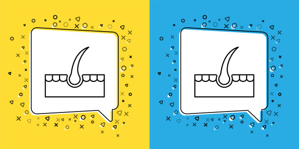 设置线人的毛囊图标隔离在黄色和蓝色的背景。头发护理治疗。向量图片下载