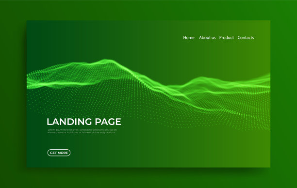 动态绿粒子波。抽象的声音可视化。流数字结构。网格景观或网格数据技术。图片下载