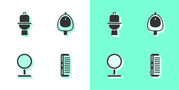 梳头刷、马桶、圆妆镜图片下载