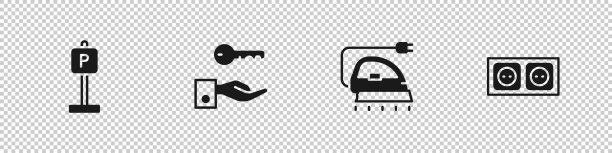 设置停车、酒店门锁、钥匙、电熨斗图片下载