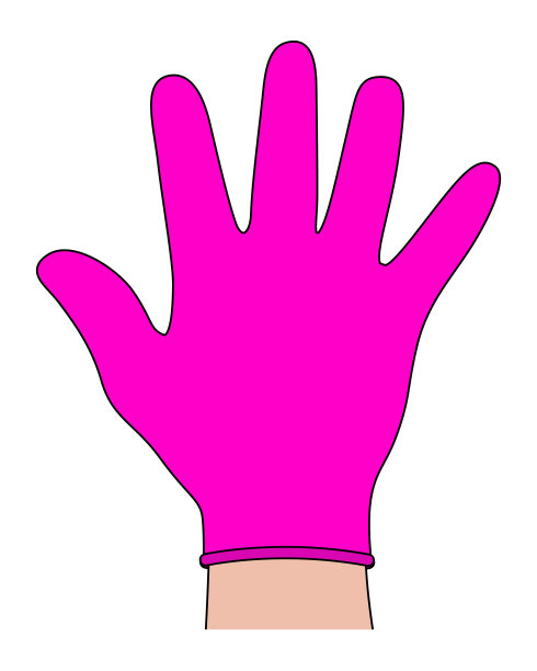 白色背景上的粉色普通短手套模板向量图片下载