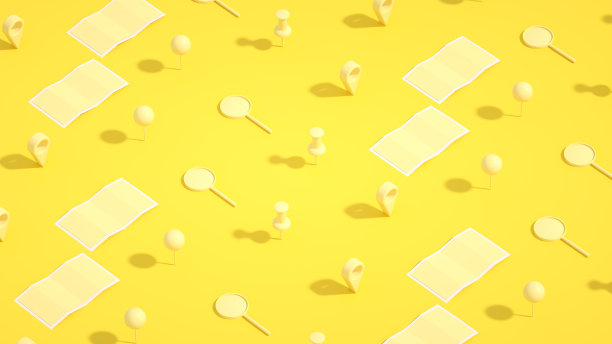 假日旅行目的地黄色背景，导航定位针，等距投影图片下载