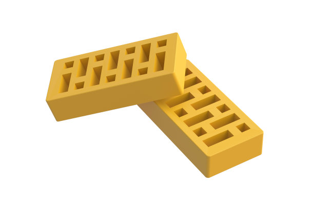 白色背景上的多孔粘土砖。三维渲染图片下载