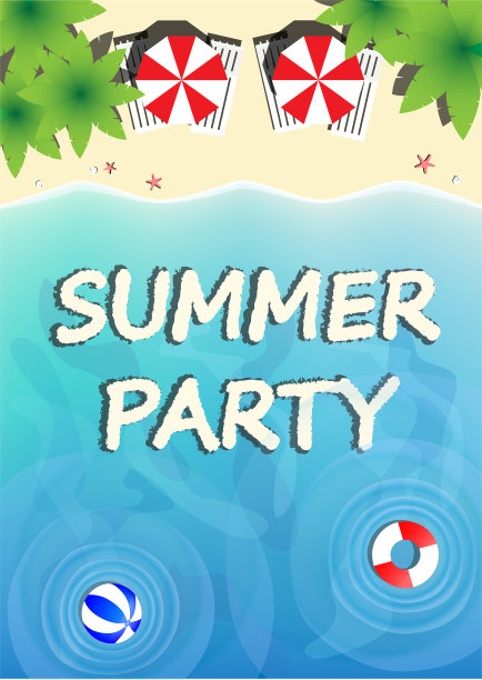 夏日派对模板与天堂海滩顶部图片下载