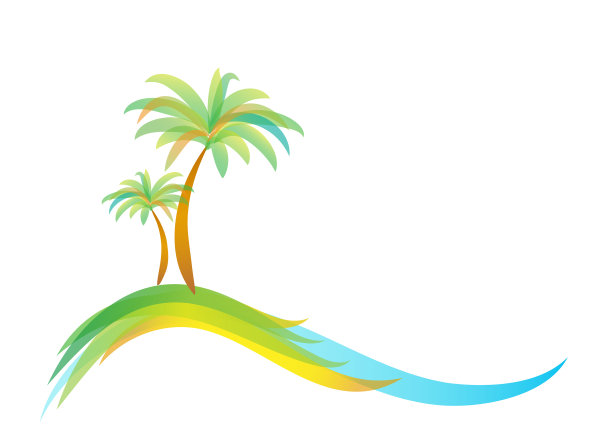 标志两棵棕榈树在岛上或海上图片下载