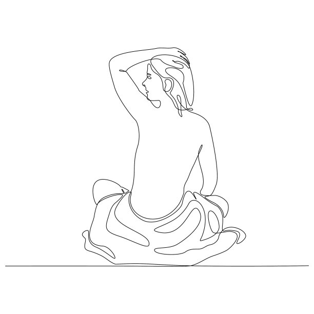 用毛巾连续画线的女人图片下载