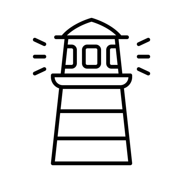 灯塔塔灯塔单图标与轮廓图片下载