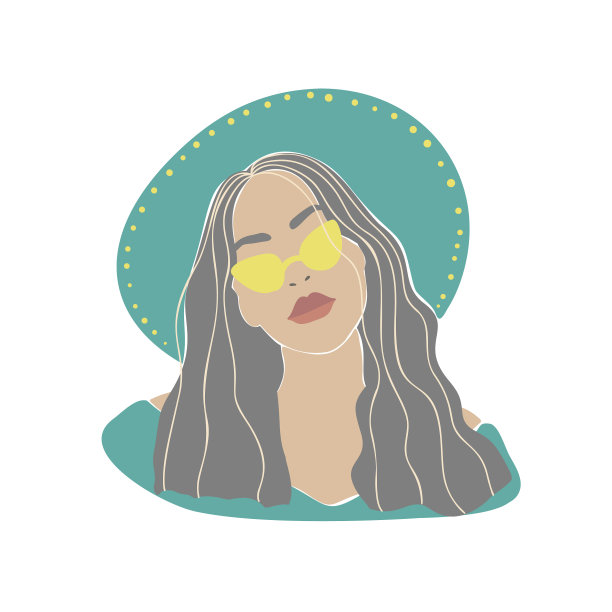 时尚女孩的帽子眼镜画了很棒的设计图片下载