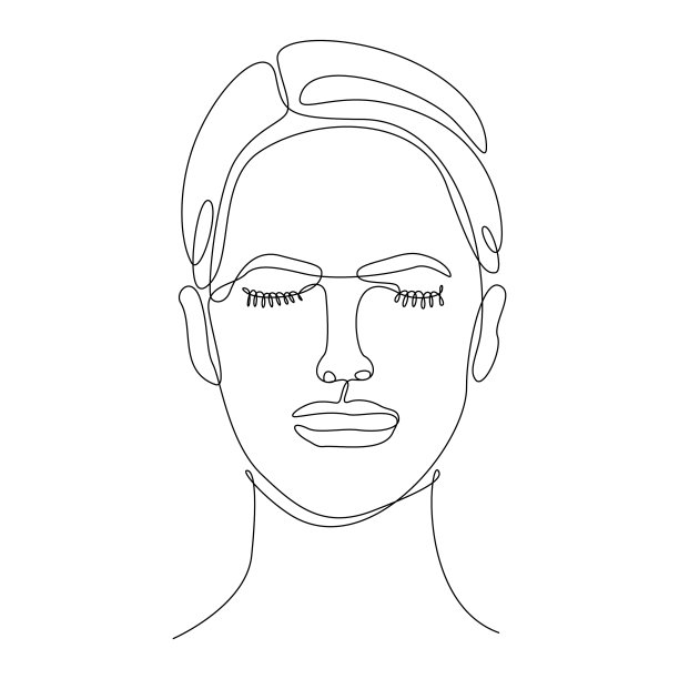 连续的线条画出愤怒的女性的脸图片下载
