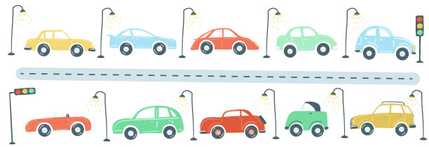 堵车源于汽车单调简单的卡通风格图片下载
