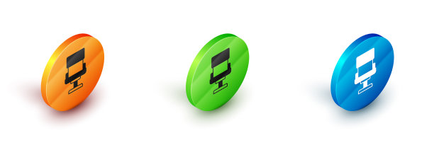 等距办公椅图标孤立在白色图片下载