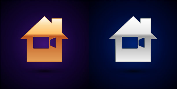 金色和银色的摄像机在家里的图标图片下载