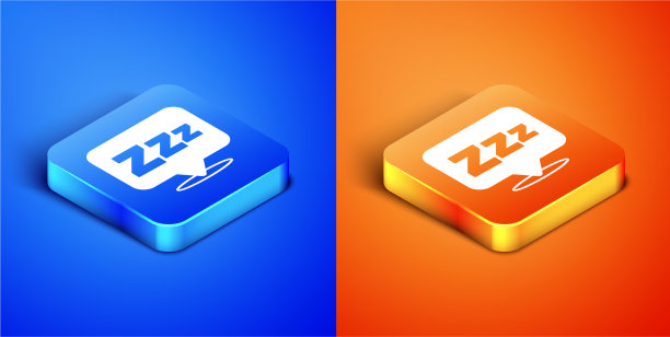 等距睡眠图标孤立在蓝色和橙色图片下载