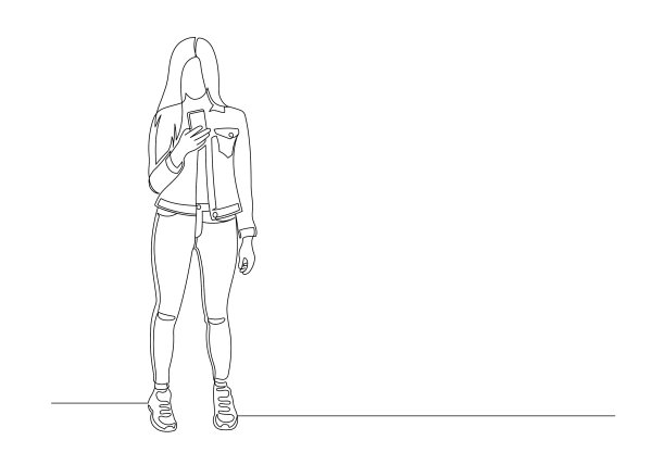 连续的一条线画一个女人图片下载