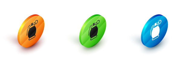 等距手榴弹图标孤立在白色图片下载